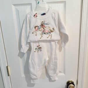Vintage Custom Fisher Price Kidswear White Sweats Carousel Outfit 18 months